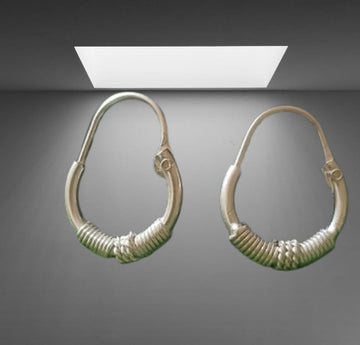 Sliver Earing 925 Handmade Elegant Hand-Woven Silver Hoops